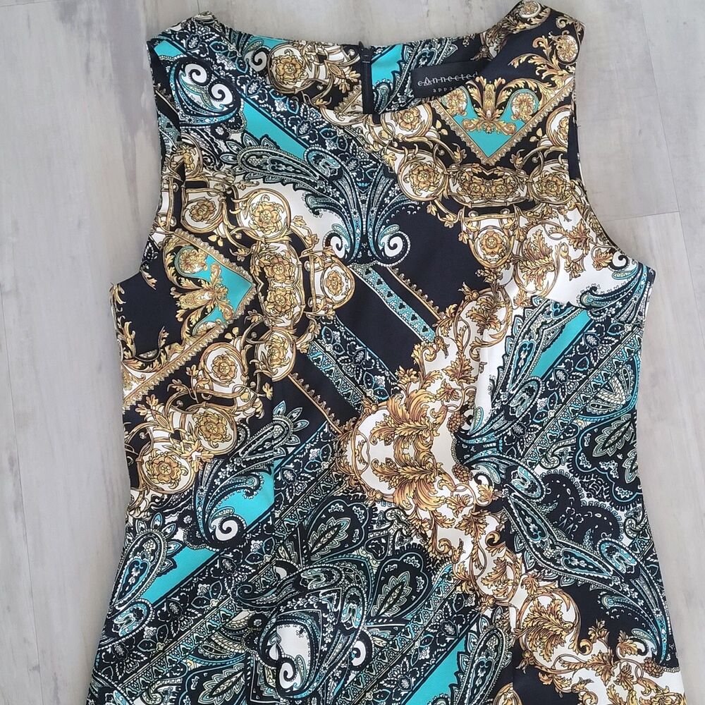 Connected apparel Stretch A Line Dress Sleeveless Boat Neck Womens Size 8